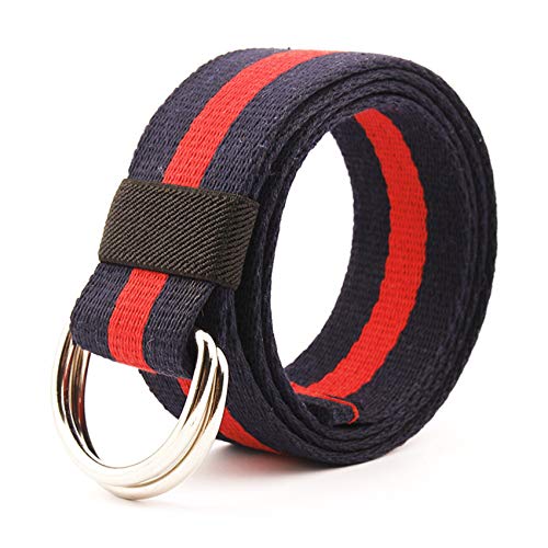 Andongnywell Canvas Buckle Web Belts for Men Double Ring Buckle Cloth Belts Nylon Waist Strap Waistband
