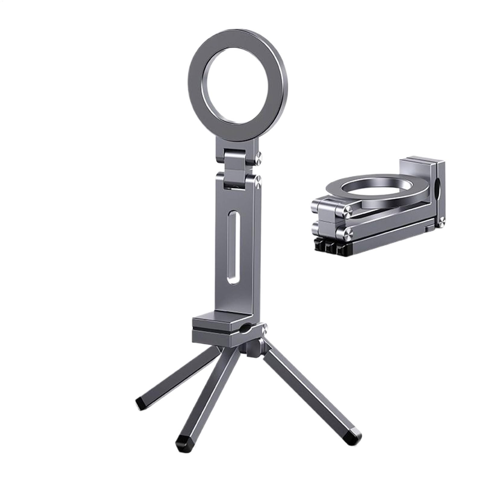 Treppiede Magnetico Treppiede con Clip, Rotazione 360°, Pieghevole Compatto | Supporto da Scrivania per Smartphone Portatile Vlogging Di Viaggio, Video Domestico, Registrazione Allenamenti, Fotogr