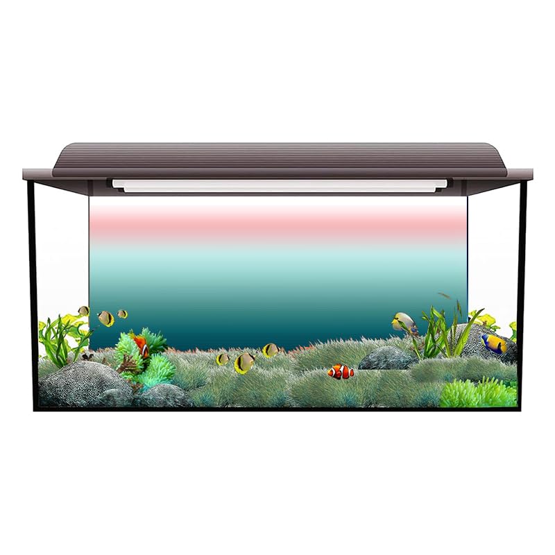 Poster Aquarium Autocollant de Fond d'aquarium, Papier Peint Peinture HD Transition Bleue, décorations en PVC pour la décoration(Black,54x122cm)
