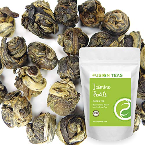 Organic Jasmine Dragon Pearls Green Tea - Gourmet Floral Scented Chinese Loose Leaf Tea - 1 Pound (16 Oz.) Pouch #TOP2
