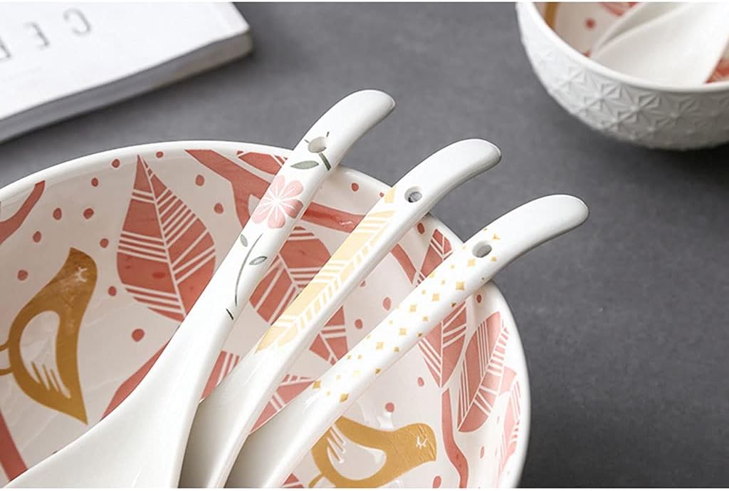 Tea Spoons Household Large Spoon for Rice Spoon Black Long Handle Spoon Ceramic Spoon Large Porridge Spoon 2 Pieces Ice Tea Spoons (Color : E) (B)