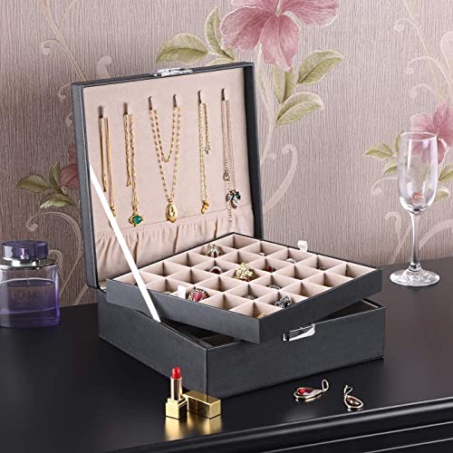 Bewishome Earring Jewelry Box For Women Jewelry Organizer Box For Rings,Earrings,Necklaces Black #TOP3