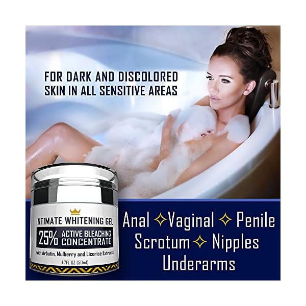Intimate-Whitening-Cream-Made-in-USA-Skin-Lightening-Gel-for-Body-Face-Bikini-and-Sensitive-Areas-Underarm-Bleaching-Cream-with-Mulberry-Extract-Arbutin-Licorice-Extract-17-oz Intimate Whitening Cream - Made in USA Skin Lightening Gel for Body, Face, Bikini and Sensitive Areas - Underarm…