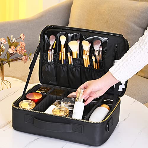 Caja de belleza multifuncional negra para organizar cosméticos cómodamente 6