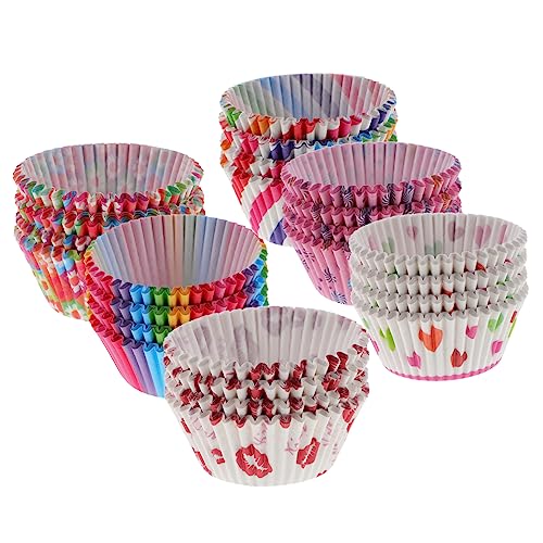 ABOOFAN 600Pcs Rainbow Cupcake Cases Muffin Liners Baking Cups for Weddings Birthdays Parties Versatile Fairy Cake Wrappers for Home Bakery Decor