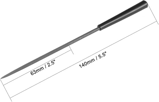 sourcing map 5Pcs Second Cut Steel Round Needle File with Plastic Handle, 3mm x 140mm