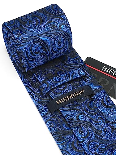 Image of HISDERN Ties for Men Paisley Floral Tie Handkerchief Classic Woven Business Formal Necktie and Pocket Square Set Wedding