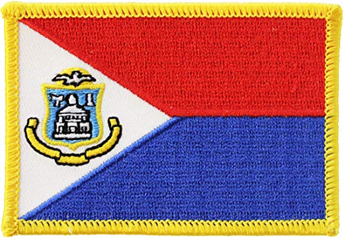 Flagline St. Maarten Flag Embroidered Iron on or Sew on Rectangular Patch, Size 2.25 inch x 3.25 inch