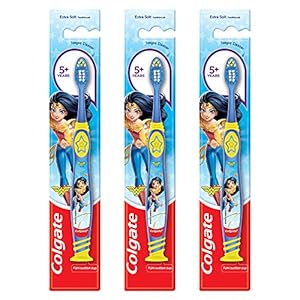 Colgate Kids Wonder Woman Extra- Soft Toothbrush (5+ Years) - 1 Pc (Pack of 3)