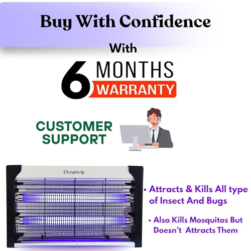 Image of Ubrighty Insect Killer Machine-with 2 Extra Blue UV Tubes Electric Fly Catcher Machine Makhi Flies Killer Trapper-Bug Zapper for Home Kitchen House Bedroom Mosquito lamp Indoor Restaurants (W20)