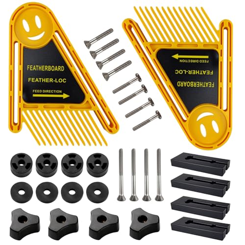 Planches à Plumes Doubles Kit, Défonceuse sur Table, 21 × 16.5 cm Plaque à Ressort de Scie Circulaire, Outil de Menuiserie Multifonction, pour Scie de Table, Routeur, Table, Clôture (Jaune)