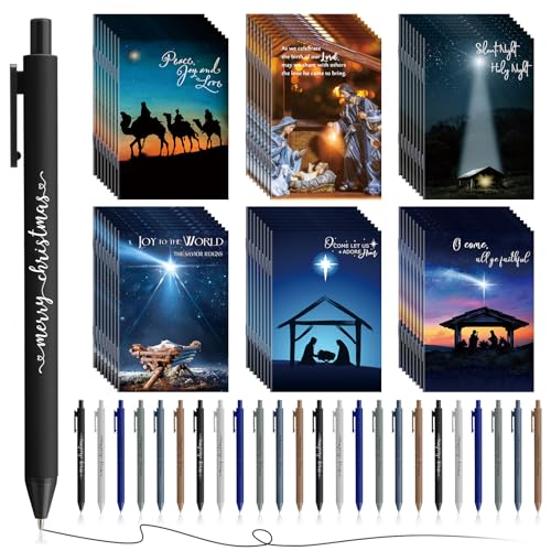 Carnets de notes chrétiens Qilery avec stylos, lot de 36 pour Noël