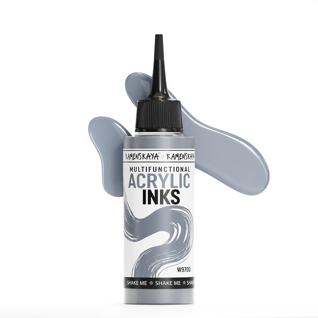 KAMENSKAYA Acrylic Inks for Artists - 'Pearl Grey' Acrylic Ink, 3.38 Fl Oz (100 ml)