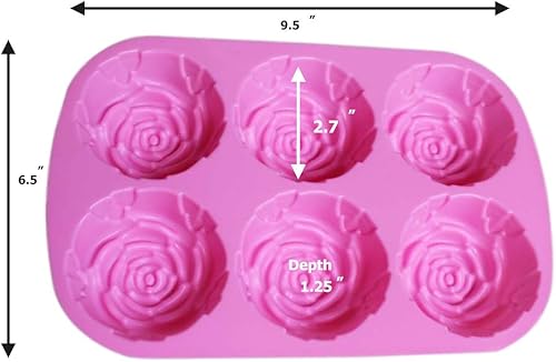 Miniatura 3 de Paquete de 2 moldes grandes de silicona con forma de cubo de hielo de flores de rosas, para hacer jabones y chocolate