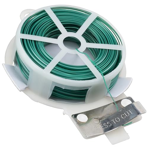AERZETIX - C77195 - Rotolo di filo da giardino flessibile 30m x Ø0.5mm con protezione in plastica - filo di ferro morbido ritorto - striscia di serraggio - corde e fili di fissaggio