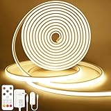 Lamomo COB LED Streifen, Naturweiß Dimmbar 2M LED Strip, Wasserdicht 4000K Neon Led Leiste mit Fernbedienung, Silikon Flexibel Lichtleiste für Schlafzimmer Innen Außen Küche DIY Deko, CRI90+
