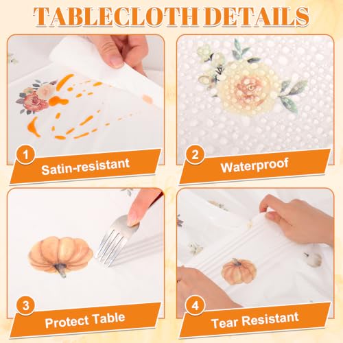 Image of 3 Pack Little Pumpkin Tablecloths, Fall Baby Shower Party Decoration | Gender Reveal Party Supplies A Little Pumpkin is On The Way Table Cover for Boy Girl Fall Thanksgiving 54 X 108In