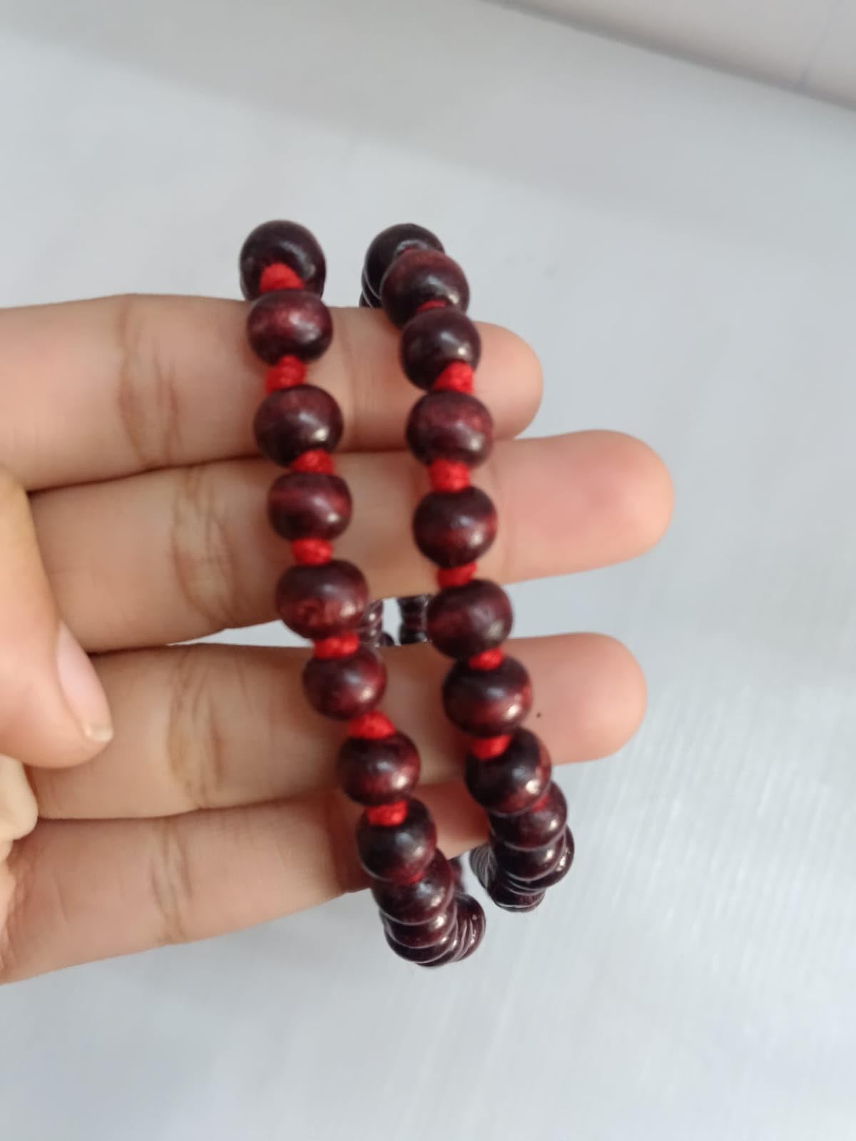 Mala da preghiera in legno di sandalo rosso 108 perline Lal Chandan Metallo Abalone