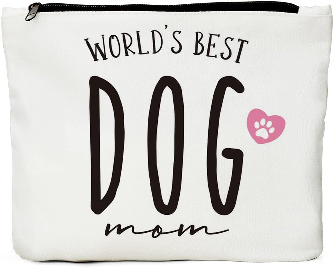 JIUWEIHUDog Mom Gifts for Women Dog Mom Makeup Bag-World? Best Dog Mom-Funny Mom Gifts Animal Gifts for Women Gift For Mom Life Mothers Day Gift Mom Birthday Gifts Birthday Gifts for Mom