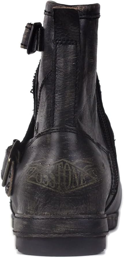 OSSTONE Moto Boots for Women Fashion Zipper-up Leather Chukka Boots Casual Shoes MS-5008-1-BP-WUS-R