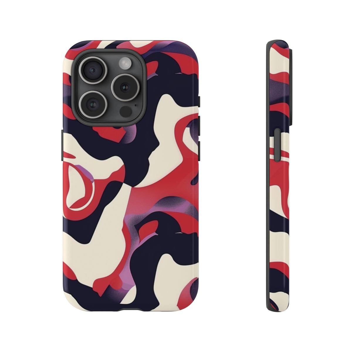 Coque iPhone 15 Pro rigide motif abstrait rouge pour éviter les rayures