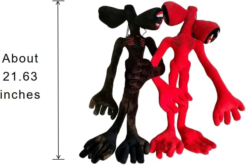 2PCS Siren Head Monster Double-Head Plush Toys Limbs Movable Plush Toys Halloween Christmas Birthday Gift (Black and Red)