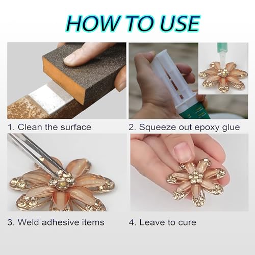 Image of 5 Minute Epoxy Glue All Purpose | Fast Cure Clear Epoxy Resin Adhesive for Plastic, Metal, Wood, Ceramic & Fiberglass | Two Part epoxy Glue
