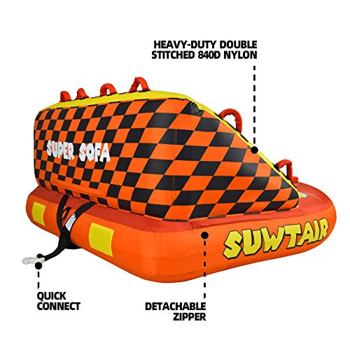 Suwtair Super Sofa Towable Tubes For Boating 1-3 Person,Tubes For Boats To Pull,Inflatable Boat Tube/Water Tube,Front&Back Tow Points With Heavy-Duty Thick 840D Nylon Cover For Water Sports #TOP4