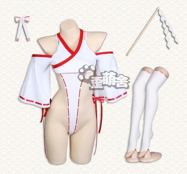 Amazon.co.jp: 超ハイレグ巫女レオタードセット Mサイズ : おもちゃ
