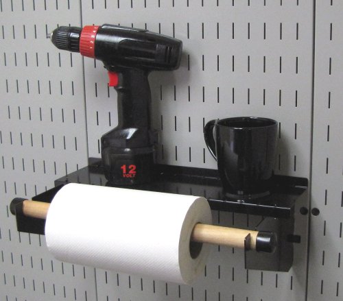 Wall Control Pegboard Paper Towel Holder And Dowel Rod Pegboard Shelf Assembly For Wall Control Pegboard And Slotted Tool Board – Black #TOP2