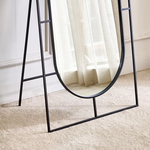 Image of Home Centre | Saga Metal Standing Mirror | Full Length Dresser Mirror | Black | 1 Year Warranty