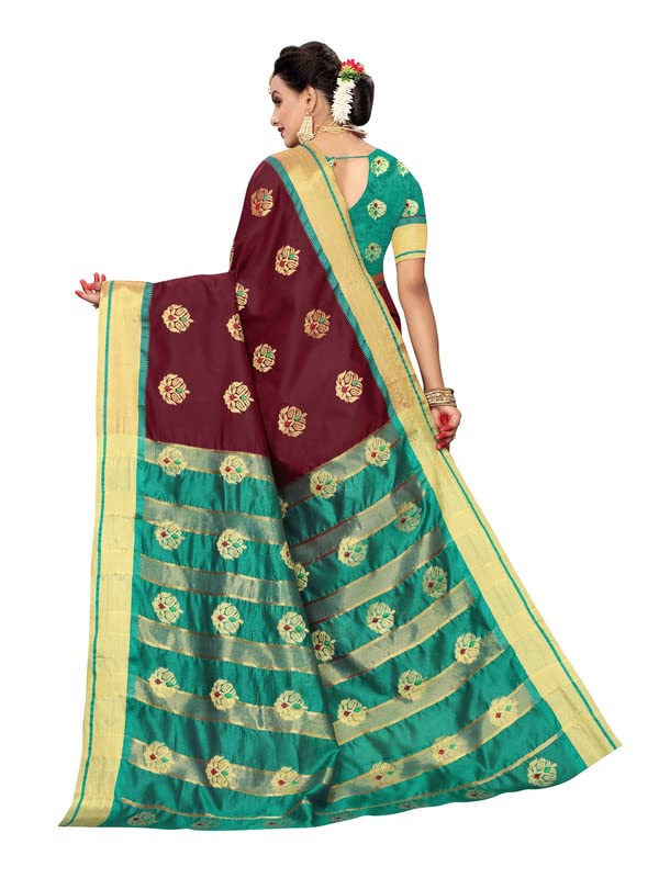 Satrani Women's Kanchipuram Silk Blend Saree (1253S141N_Maroon1)