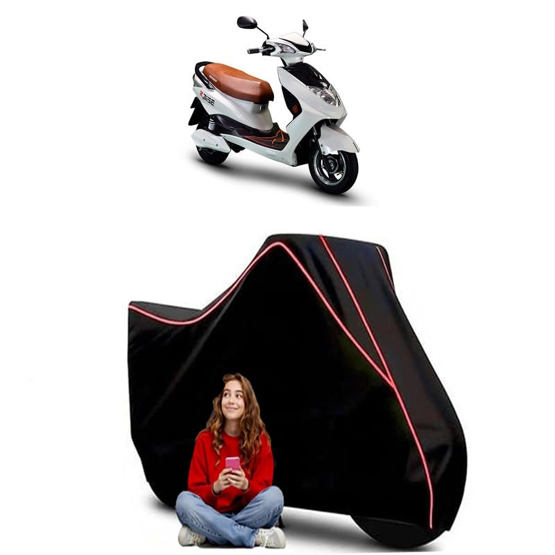 Image of iPraise Plus Scooty Bike Cover Water Resistant Outdoor Use Universal Fit Scooters Motorcycles Heavy Duty UV Protection Dust Rain Scratch Resistant Elastic Bottom Black Blue Piping