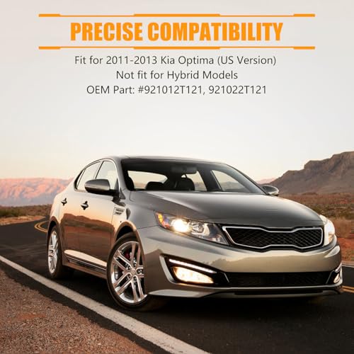 OLDANI Headlight Assembly for Ki-a Optima 2011-2013, Driver & Passenger Side Halogen Headlamp with Bulbs Clear Lens Black Housing Amber Reflector, (All Bulbs Included) 1 Pair by OLDANI - Image 7