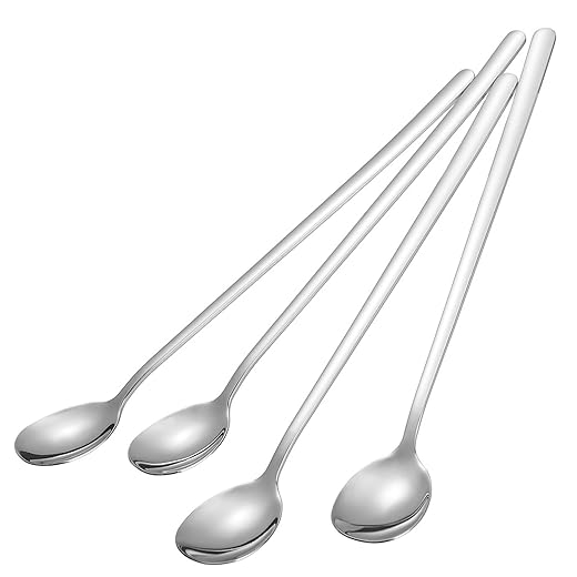 Briout 8-Piece 9-Inch Long Handle Iced Tea Spoon, Ice Cream Spoon, Premium 304 Stainless Steel Cocktail Stirring Spoons