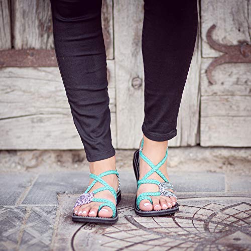 Image of Plaka Flat Sandals for Women Palm Leaf