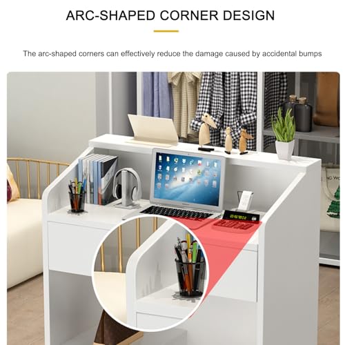 Witte Receptiebalie in Een Houten Kantoor Stock Illustratie
