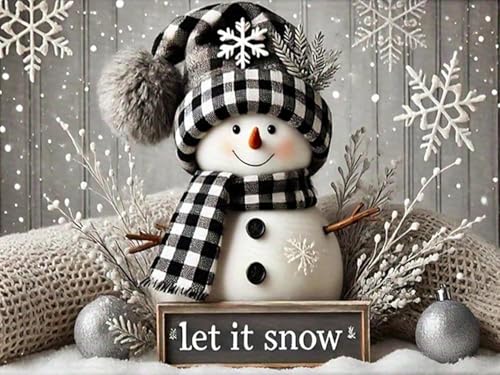 Stamped cross stitch kit for beginners snowman