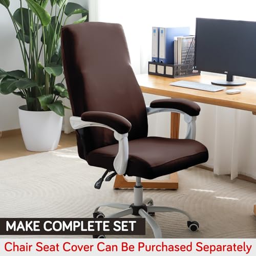 Image of HOKIPO 'SereneSolids' 140 GSM Armrest Covers for Office Chair (Elastic Style), 1 Pair, Coffee (AR-5933-CFE)