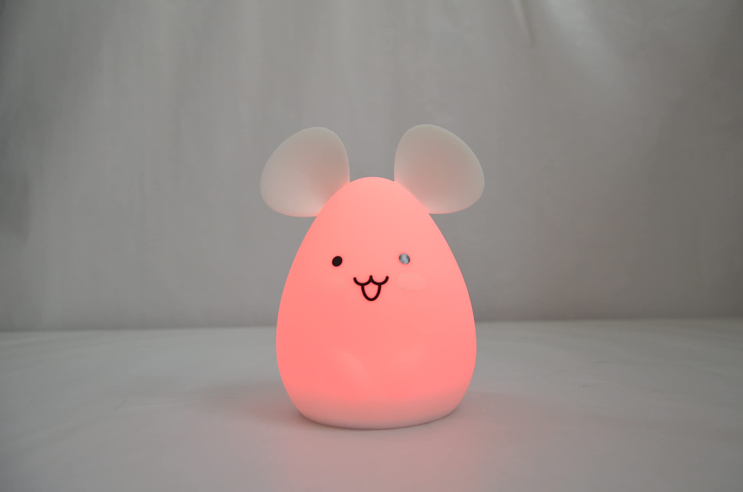 InnoGIO - Nachtlicht aus Silikon Maus - Baby - Kind - Warmes und weiches Licht - 15 Stunden Betriebszeit - Weiches Material
