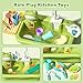 CUTE STONE Play Sink with Running Water, Kitchen Sink Toys with Upgraded Electric Faucet, Play Kitchen Toy Accessories, Pool Floating Fishing Toys for Water Play, Kids Role Play Dishwasher Toy