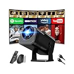 [Built-in Apps & 2026 Upgraded] Mini Projector Support 4K 1080P Auto Keystone 270° Rotatable with WiFi 6 and Bluetooth 5.2 Projector Portable Compatibile with HDMI/TV Stick/Memory