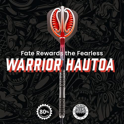 Shot! Darts Warrior Hautoa Steel Tip Dart Set-Centre Weighted 80% Tungsten Barrels 22Gm #TOP1
