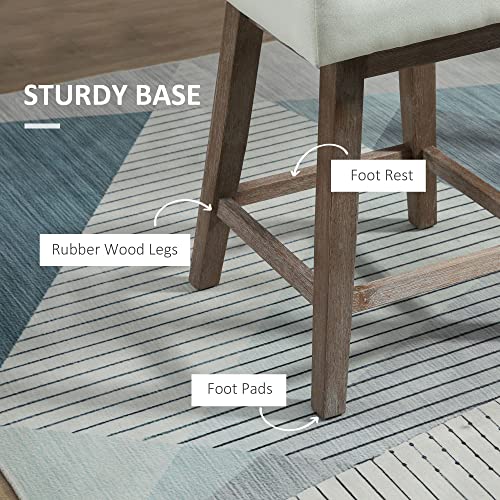 Homcom Counter Height Bar Stools Set Of 2, Swivel Bar Chairs, 25.5" High Fabric Tufted Breakfast Barstools For Kitchen, Cream White #TOP5