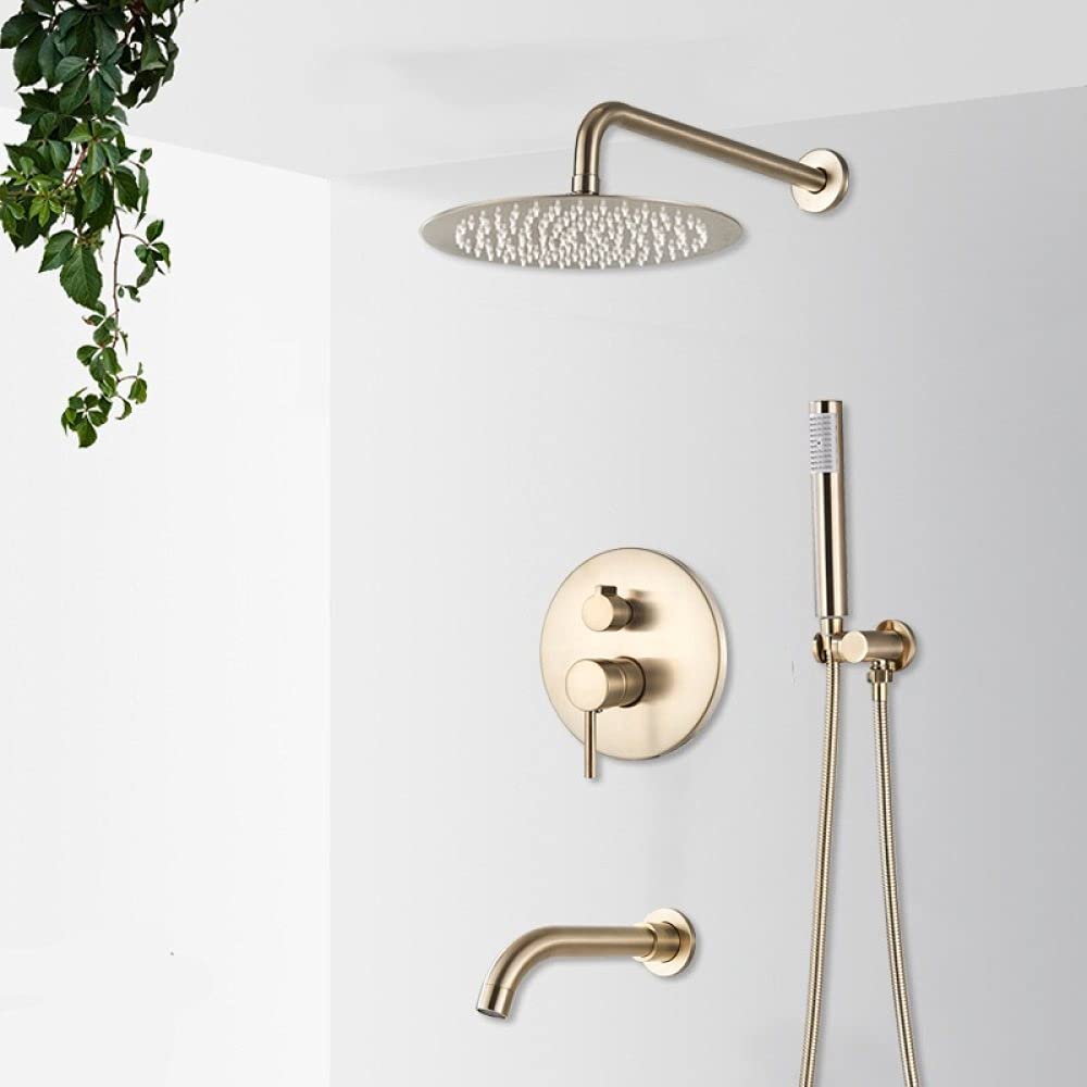 Robinet mélangeur d'eau chaude brossé et ciel de pluie rond pour douche moderne luxe