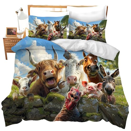 Funny Animals Bedding Set 3 Pieces Soft Lightweight