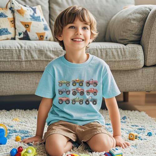 Image of Kids Short Sleeve Tees Toddler Crewneck T-Shirts Boys Girls Dino Raccoon Excavator Silly Goose Flower Girl Tops 2-7 Years