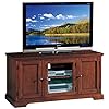 Leick home 87350 three door tv stand with cabinet storage for 55 tvs westwood brown cherry  urban country home decor