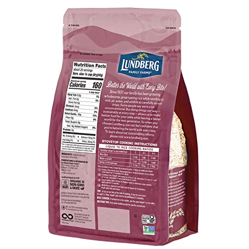 Lundberg Family Farms - Organic California White Basmati Rice, Pleasant Aroma, Fluffy Texture, Won't Clump When Cooked, Gluten-Free, Non-Gmo, Usda Certified Organic, Vegan, Kosher (32 Oz) #TOP1