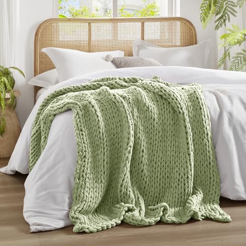 Madison Park Chunky Double Knit Throw Blanket, 50 x 60, Sage Green